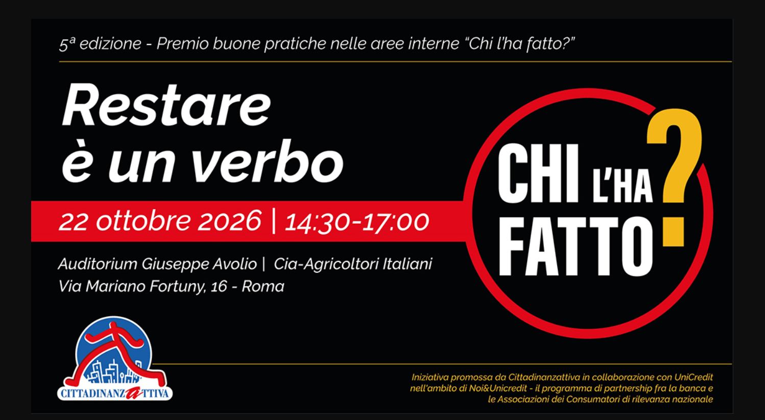 Restare è un verbo - V edizione del premio chi l'ha fatto?